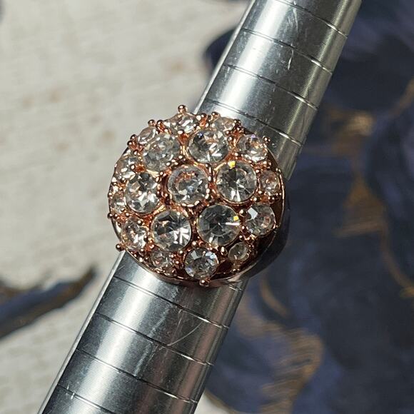 Rose Gold Tone Cocktail Ring with CZ Stones - Size 6 - Picture 4 of 7